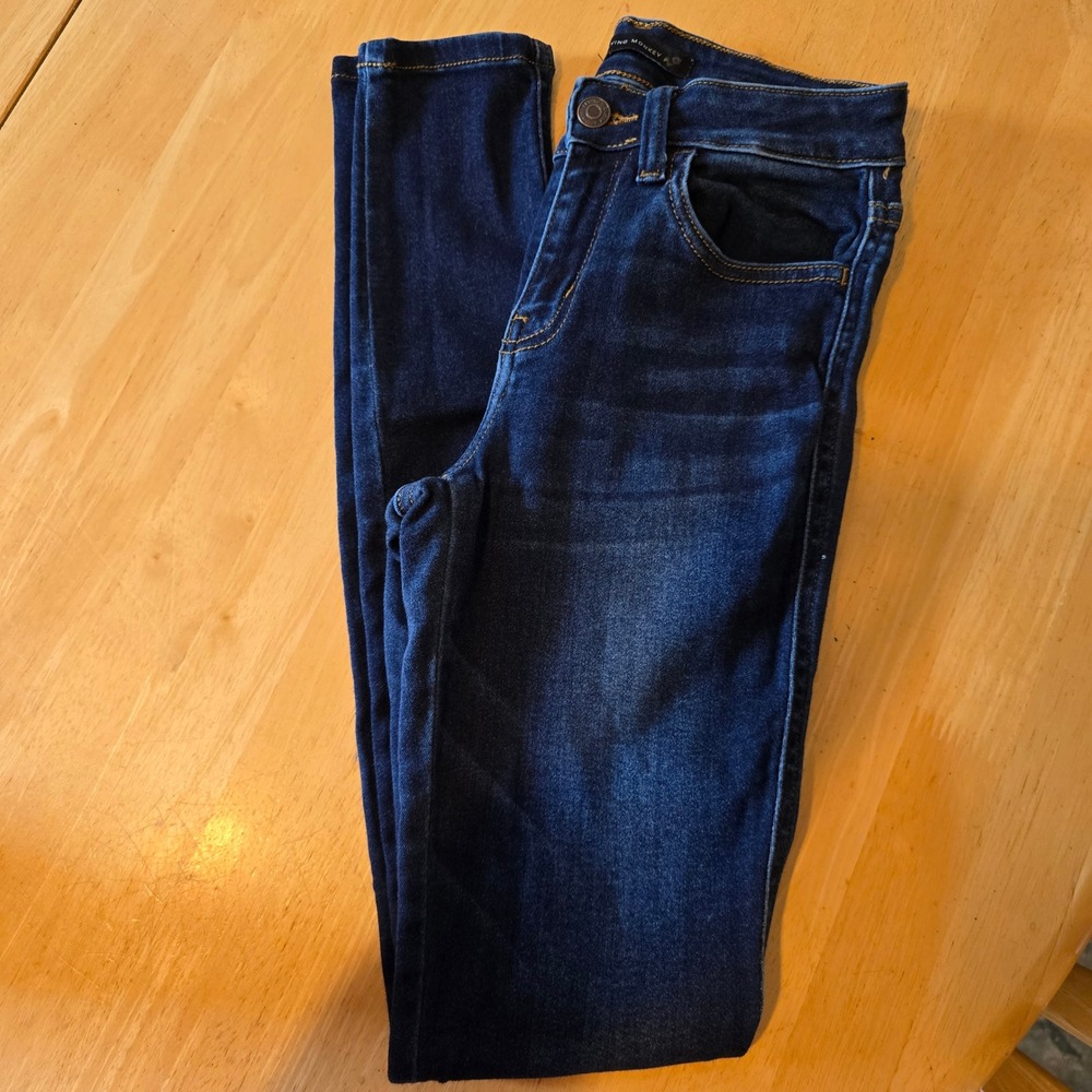 Flying Monkey Mid Rise Skinny Jeans Dark Wash Size 24 long Stretch Denim Women's